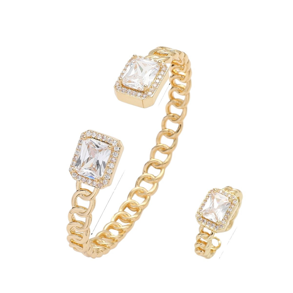 Square Gemstone HyunA-Style Retro High-End Texture Bracelet
