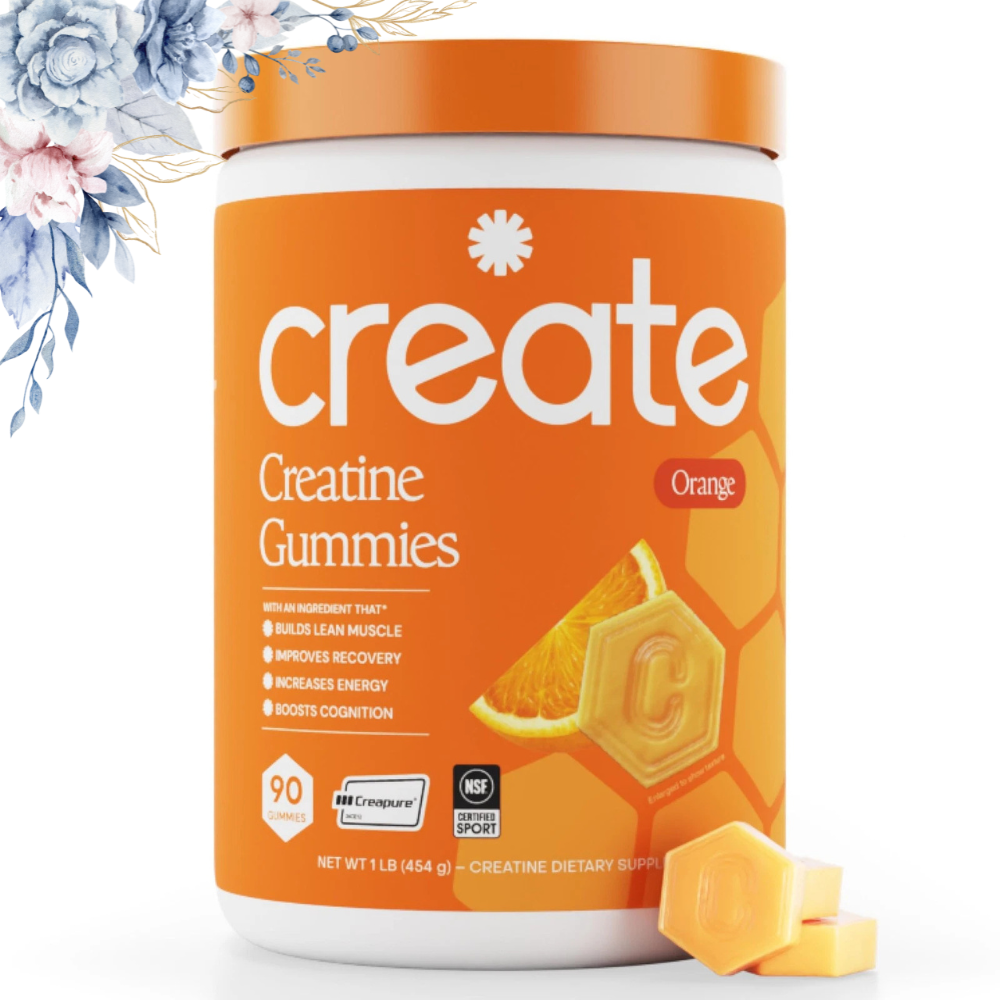 Create Creatine Monohydrate Gummies 1.5g Vegan Focus Strength 90ct Orange