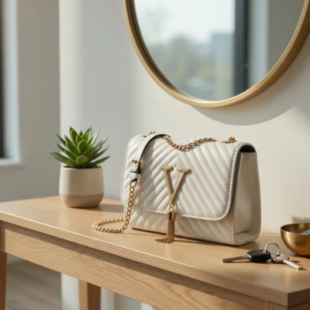 Fashion Heart Pattern PU Leather Shoulder Bag for Women - Waterproof Chain Decor Crossbody Bag